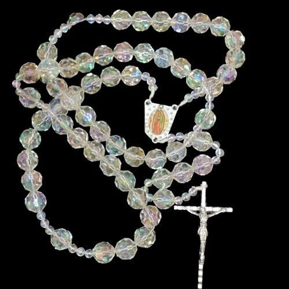 Large Wall Rosary VIRGEN DE GUADALUPE crystal shiny Catholic rosary wall Decor